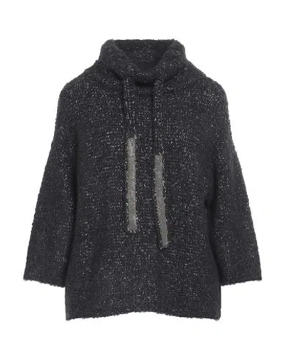 Fabiana Filippi Woman Turtleneck Charcoal Size 10 Alpaca Wool, Virgin Wool, Polyamide, Silk, Cashmer In Gray