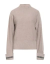 Fabiana Filippi Woman Turtleneck Beige Size 12 Merino Wool, Silk, Cashmere In Grey