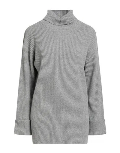 Fabiana Filippi Woman Turtleneck Grey Size 6 Merino Wool, Silk, Cashmere In Gray