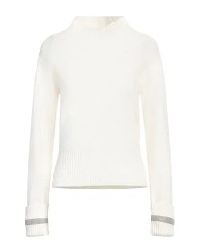 Fabiana Filippi Woman Turtleneck Ivory Size 8 Virgin Wool, Silk, Cashmere In White