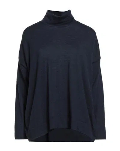 Fabiana Filippi Woman Turtleneck Navy Size 4 Virgin Wool, Ecobrass In Blue