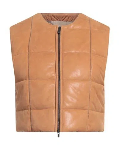 Fabiana Filippi Woman Vest Marigold Size 4 Leather, Ecobrass In Yellow