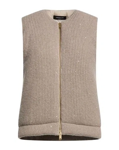Fabiana Filippi Woman Vest Taupe Size 10 Virgin Wool, Silk, Cashmere, Alpaca Wool, Polyester In Neutral