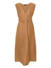 Fabiana Filippi Belted V-neck Midi Dress In Beige