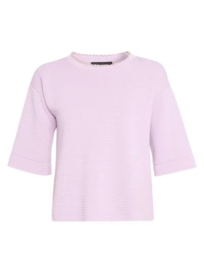 Fabiana Filippi Women's Basket Weave Short-sleeve Sweater In Pink