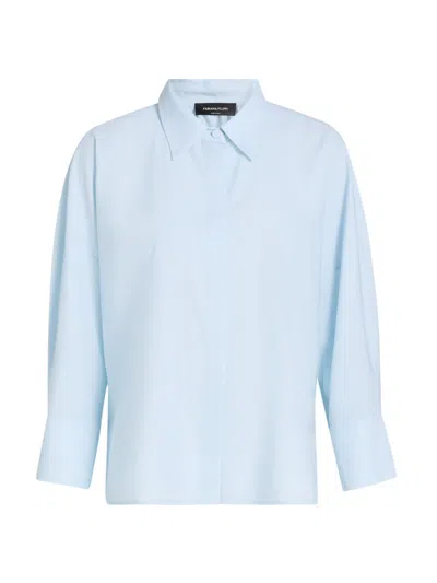 Fabiana Filippi Women's Bistretch Wool Tulle-trim Button-front Shirt In Blue