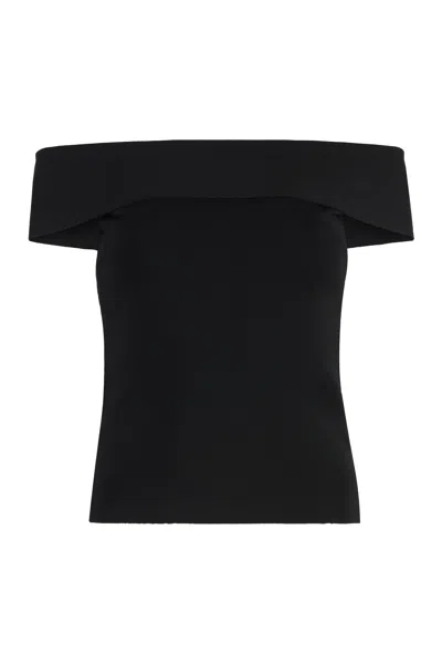 Fabiana Filippi Off-shoulder Fine-knit Top In Black