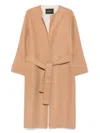 Fabiana Filippi Wool Coat With Belted Waist In Brown