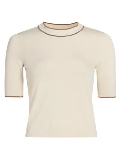 Fabiana Filippi Women's Contrast Trim Cotton Crop Sweater In Neutral