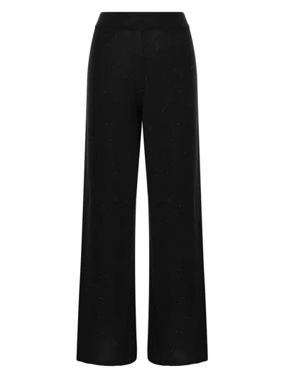 FABIANA FILIPPI WOMEN'S COTTON AND LINEN TROUSERS WITH MICRO SEQUINS