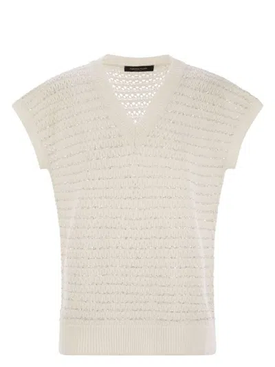 FABIANA FILIPPI WOMEN'S COTTON CROCHET JUMPER WITH SEQUINS SWEATER