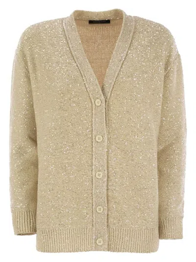 FABIANA FILIPPI WOMEN'S COTTON KNIT CARDIGAN WITH SEQUINS