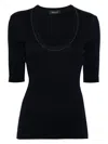 Fabiana Filippi Close-fitting Cotton T-shirt Scoop Neck In Blue