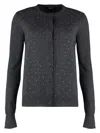 Fabiana Filippi Coreana Rhinestone Studded Cardigan Sweater In Grey
