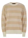 Fabiana Filippi Crew-neck Sweater In Wool And Cotton In Beige