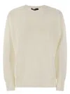 Fabiana Filippi Crew-neck Sweater In Wool And Cotton In White