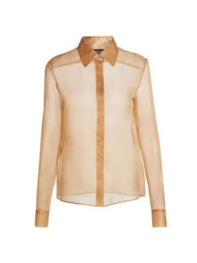 Fabiana Filippi Women's Diamanté-embellished Semi-sheer Silk Long-sleeve Shirt In Orange