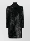 Fabiana Filippi Glitter-embellished Evening Dress With High Neckline In Black
