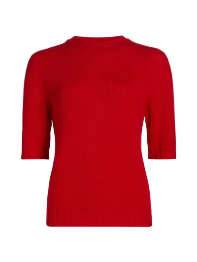 Fabiana Filippi Women's Gauzed Cashmere Short-sleeve Sweater In Red