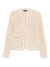 Fabiana Filippi Textured Wool Blend Long Sleeve Jacket In Neutral