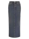 Fabiana Filippi Long Denim Skirt With Back Slit In Blue