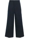 Fabiana Filippi Navy Blue Cotton Wide Leg Trousers For Women In S144