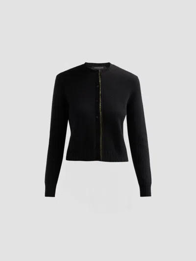 Fabiana Filippi Women's Platinum Filo Diamanté Wool-silk-cashmere Cardigan In Black
