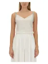 Fabiana Filippi Satin Top With Metallic Strap Detail In White
