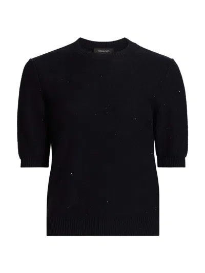 Fabiana Filippi Women's Sequined Cotton-blend Crewneck Sweater In Black