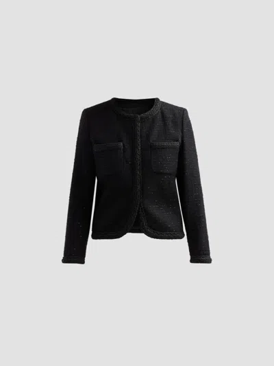 Fabiana Filippi Crew-neck Casual Jacket With Patch Pockets In Black