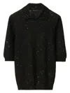 Fabiana Filippi Sequined Wool Polo Shirt In Black