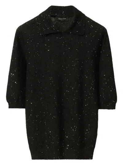 FABIANA FILIPPI WOMEN'S SEQUINED WOOL POLO SHIRT