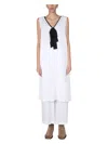 Fabiana Filippi Bow-detail V-neck Long Top In White