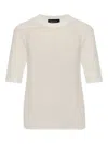 Fabiana Filippi Crewneck Knit Top Short Sleeves In Neutral
