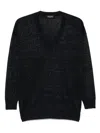 Fabiana Filippi Linen Blend V-necked Sweater In Blue
