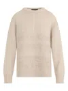 Fabiana Filippi Textured Knit Camel Sweater With Ribbed Edges In Neutral