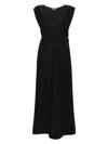 Fabiana Filippi Belted Crepe Midi Dress In Black