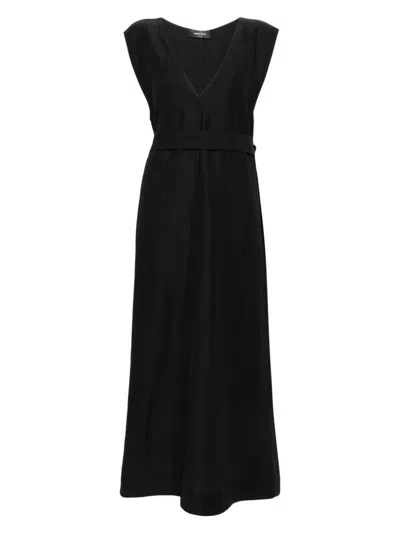 Fabiana Filippi Belted Crepe Midi Dress In Black