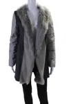 Fabiana Filippi Womens Long Sleeve Fur Collared Knit Puffer Jacket Gray Xs In Grey