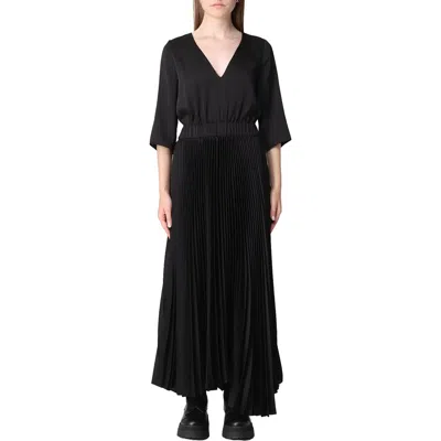 Fabiana Filippi Womens Pleated Long Sleeve Maxi Dress In Black