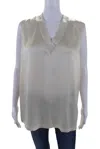 Fabiana Filippi Womens V Neck Silk Satin Shell Tank Top Blouse Ecru In Beige