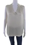 Fabiana Filippi Womens V Neck Silk Satin Shell Tank Top Blouse Ecru In Beige