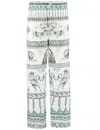 Fabiana Filippi Womens Wide-leg Trousers With Pattern In Bianco/ottanio/verde