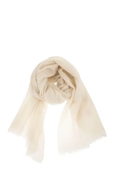 Fabiana Filippi Wool And Cashmere Scarf With Metallic Details In Neutral