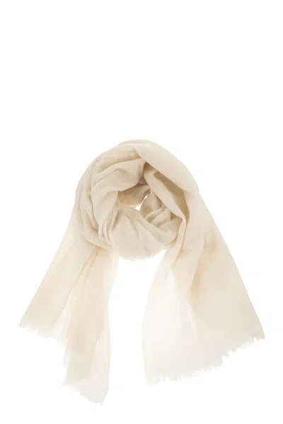 Fabiana Filippi Wool And Cashmere Scarf With Metallic Details In Neutral