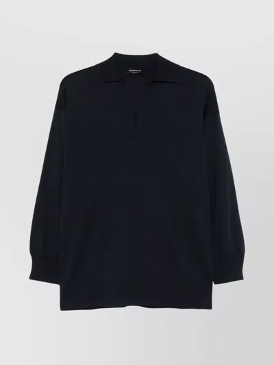 Fabiana Filippi Wool And Cotton Blend Polo Shirt In Blue