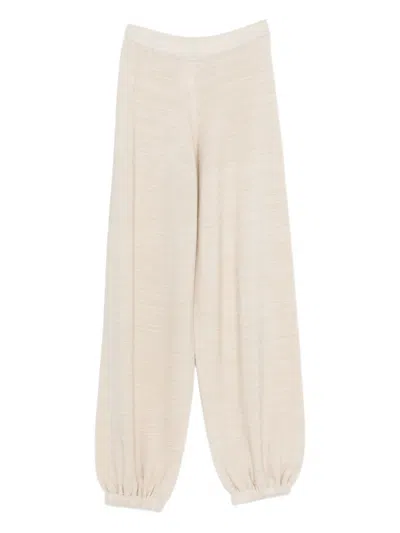 Fabiana Filippi Wool And Cotton Jogging Trousers With Links Stitching In White