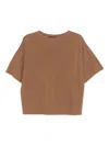 Fabiana Filippi Wool Cotton Knit Sweater Short Sleeves In Brown