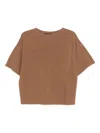 Fabiana Filippi Wool Cotton Knit Sweater Short Sleeves In Brown