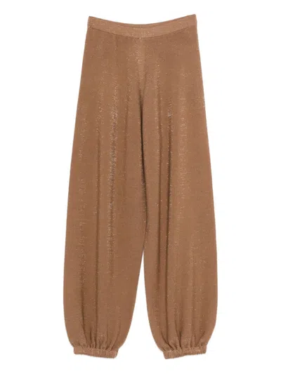 Fabiana Filippi Wool And Cotton Trousers In Brown